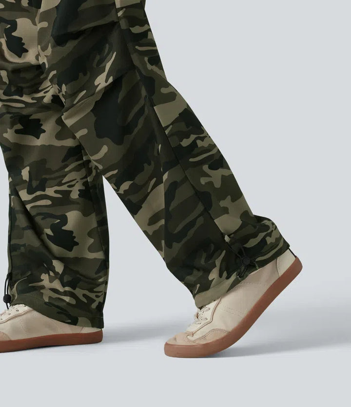 Mid Rise Drawstring Camo Casual Cargo Baggy trousers with Pockets