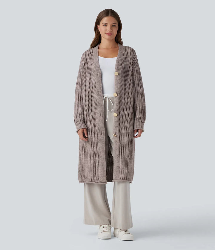 Button Fly Casual Longline Cardigan
