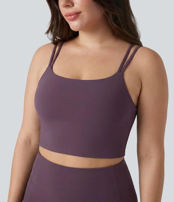 Plus Size Halara UltraSculpt Built-in Bra Double Straps Twisted Backless Cropped Yoga Tank Top