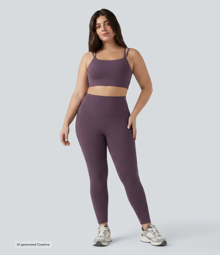 Plus Size Halara UltraSculpt Built-in Bra Double Straps Twisted Backless Cropped Yoga Tank Top