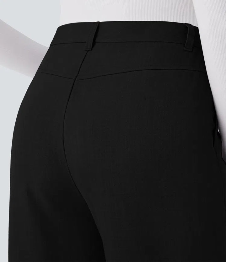 High Waisted Side Pocket Straight Leg Work Trousers
