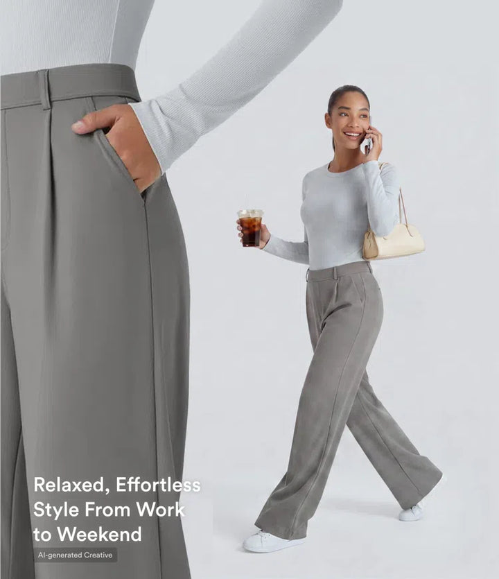 Halara Flex DayStretch High Waisted Pocket Work Flare Trousers