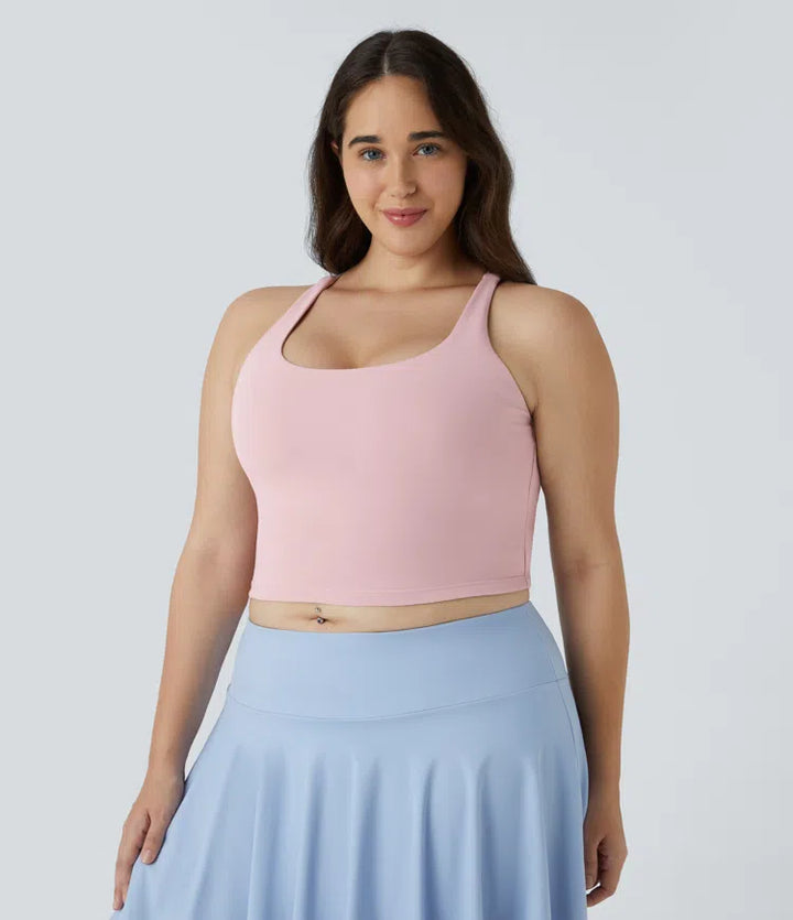 Crisscross Backless Cropped Yoga Plus Size Tank Vest Top