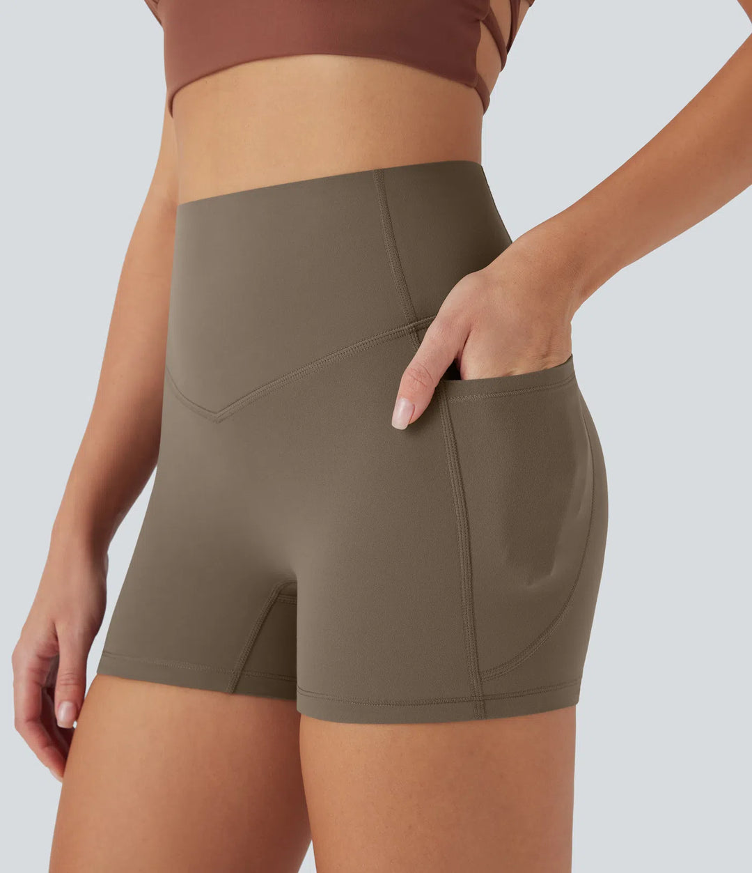 Halara UltraSculpt High Waisted Tummy Control Pocket Shaping Training Biker Shorts 3&
