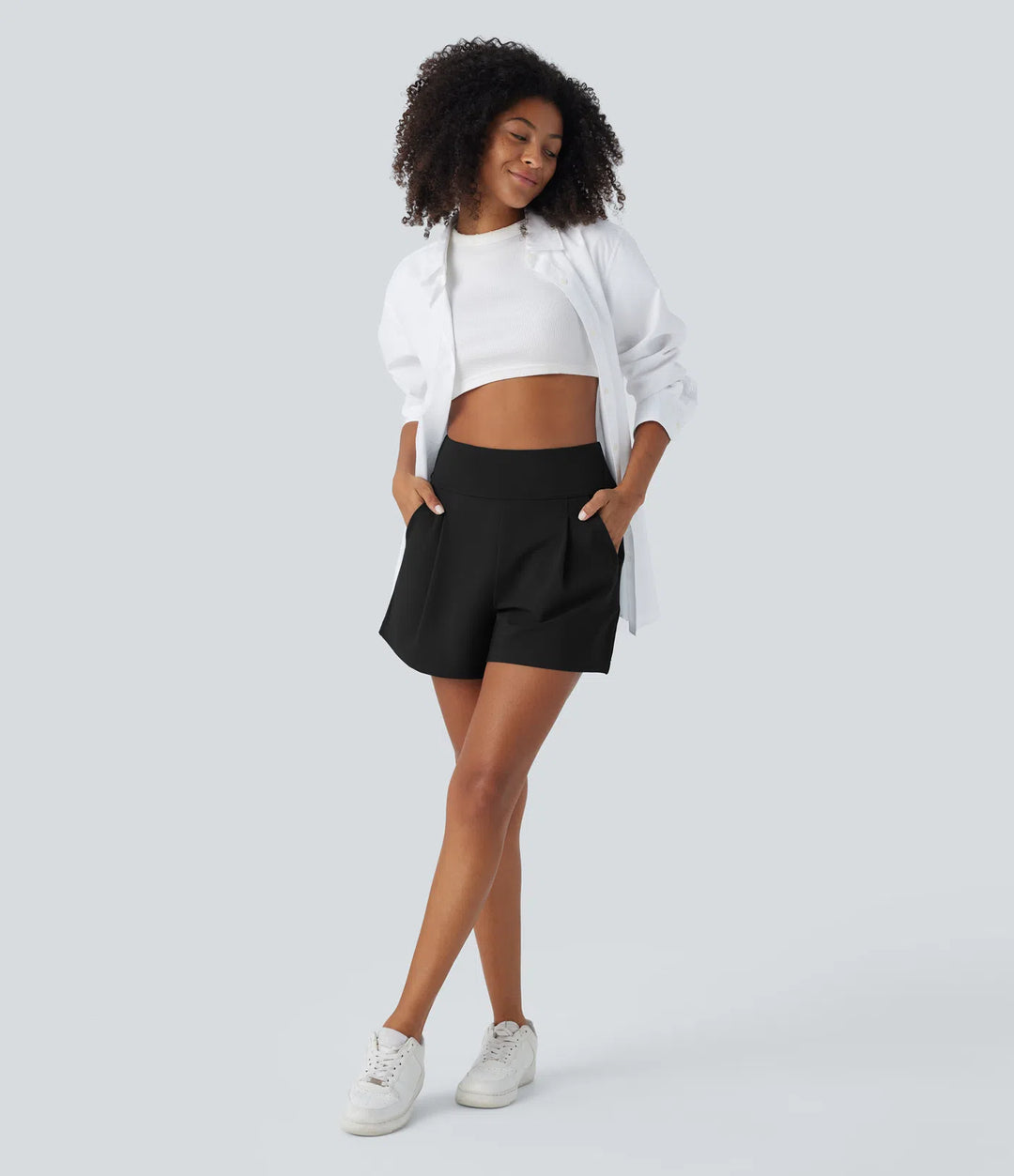 DayStretch High Waisted Work Baggy Shorts 4&