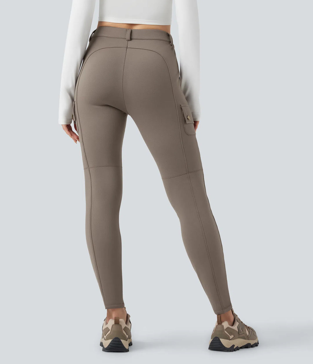 High Waisted Skinny Fleece Hiking Cargo Trousers with Pockets