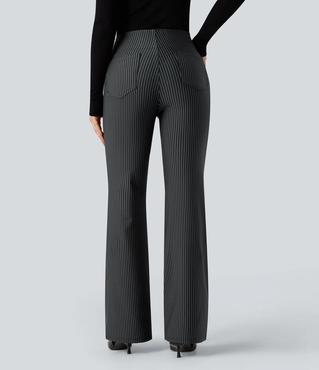 Halara Flex High Waisted Striped Work Flared Trousers with Pockets