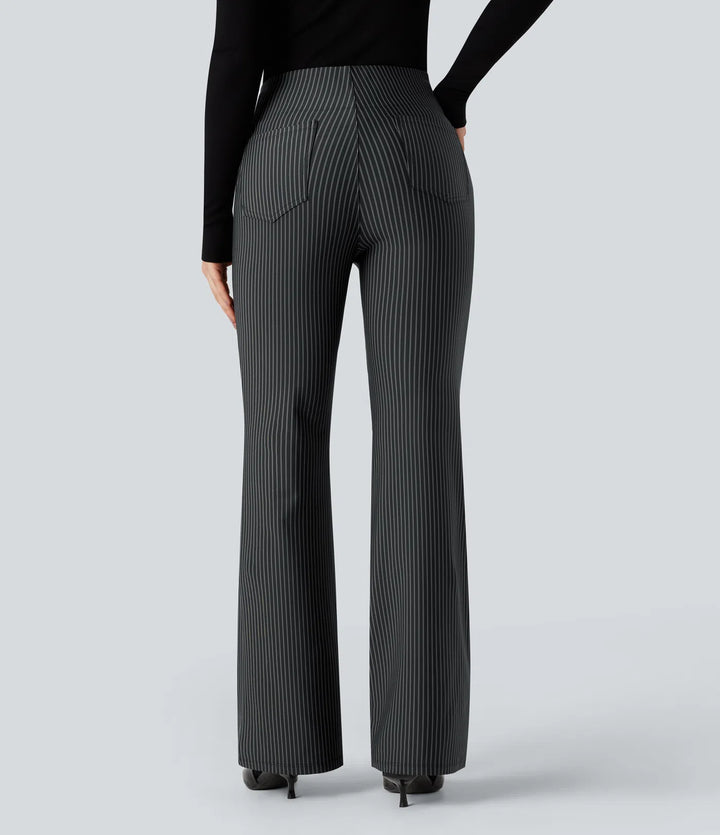 Halara Flex High Waisted Striped Work Flared Trousers with Pockets