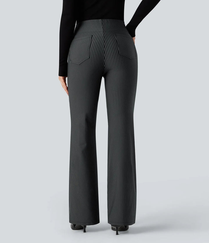 Halara Flex High Waisted Striped Work Flare Trousers with Pockets