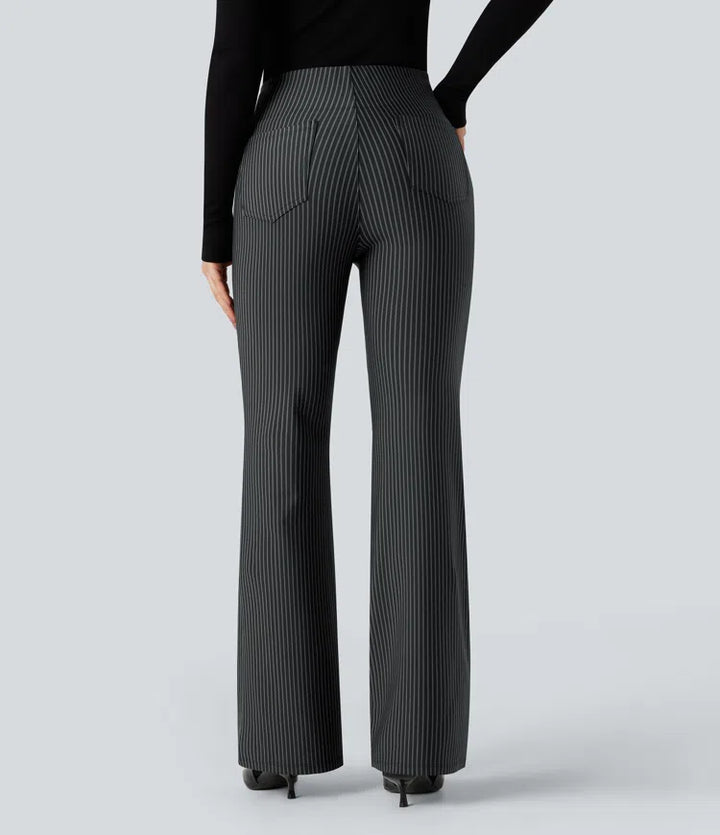 Halara Flex High Waisted Striped Work Flared Trousers with Pockets