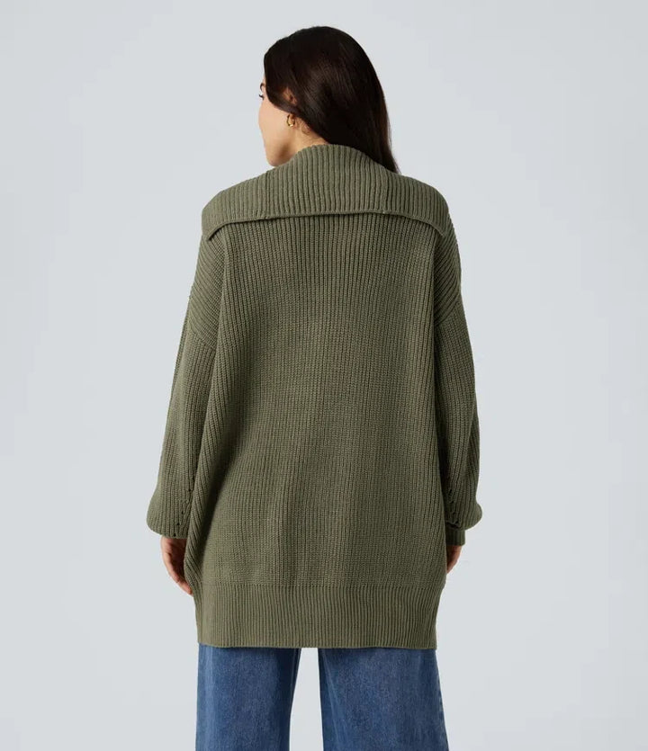 Lapel Long Sleeve Casual Cardigan with Pockets
