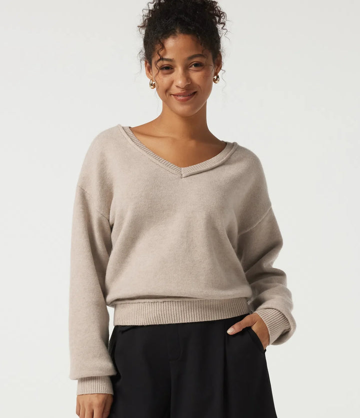 V Neck Long Sleeve Casual Jumper