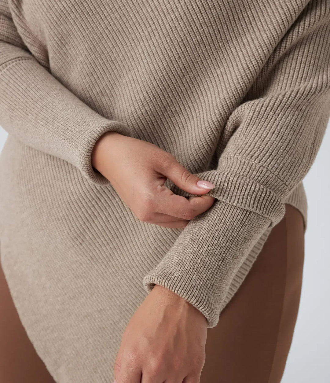 High Neck Long Sleeve Asymmetric Hem Work Plus Size Jumper