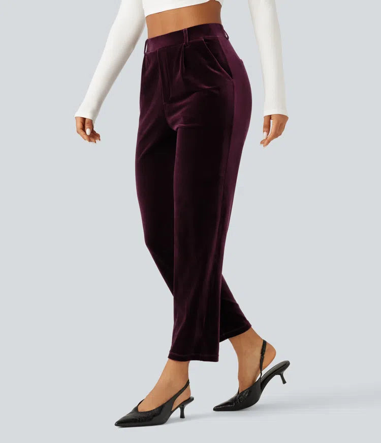 Halara Flex High Waisted Velvet Work Trousers with Pockets