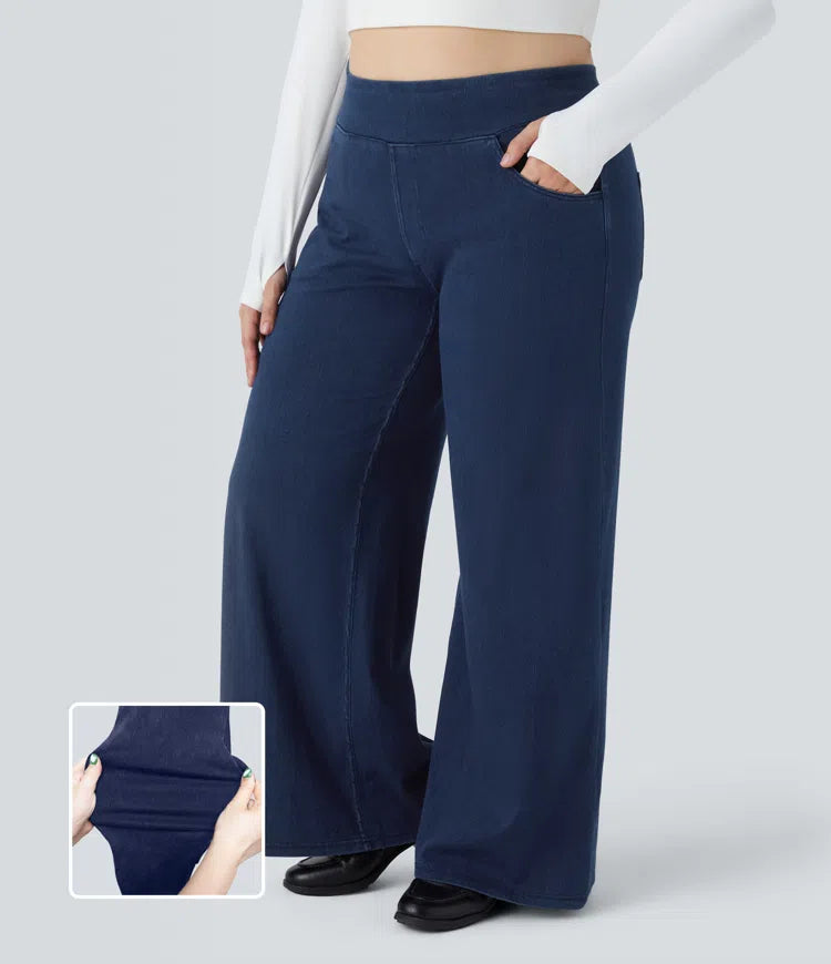 Halara Flex High Waisted Pockets Baggy Wide Leg Loose Casual Plus Size Jeans
