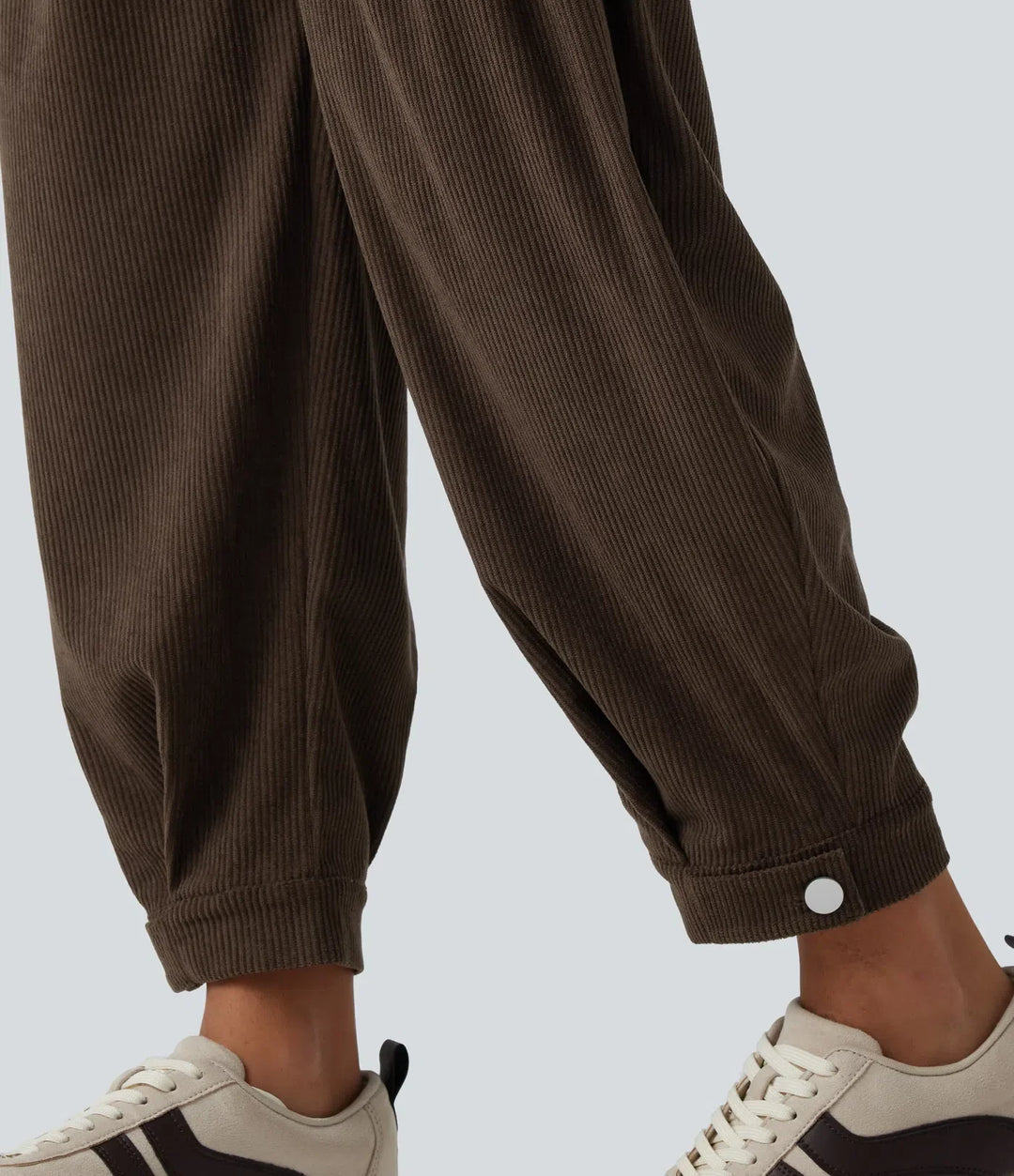 Mid Rise Corduroy Casual Balloon Joggers with Pockets