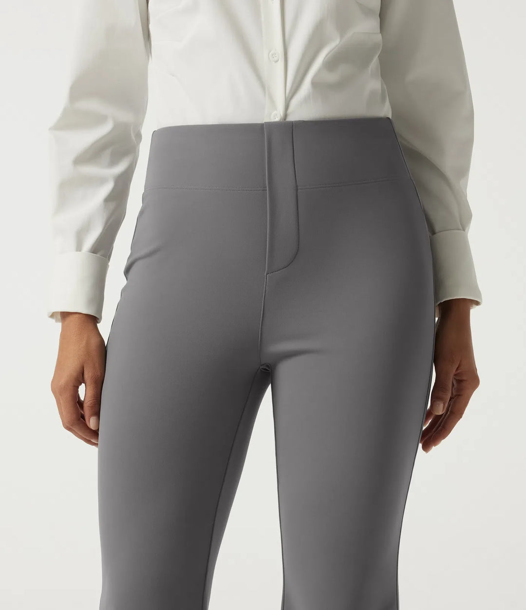 High Waisted Flare Fleece Work Trousers with Pockets