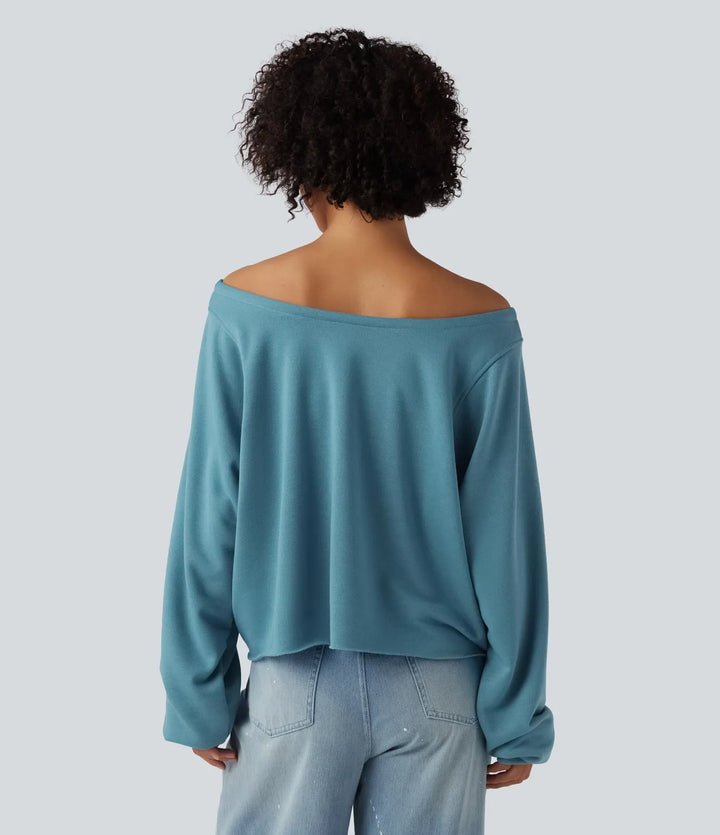 Off Shoulder Long Sleeve Casual Sweatshirt