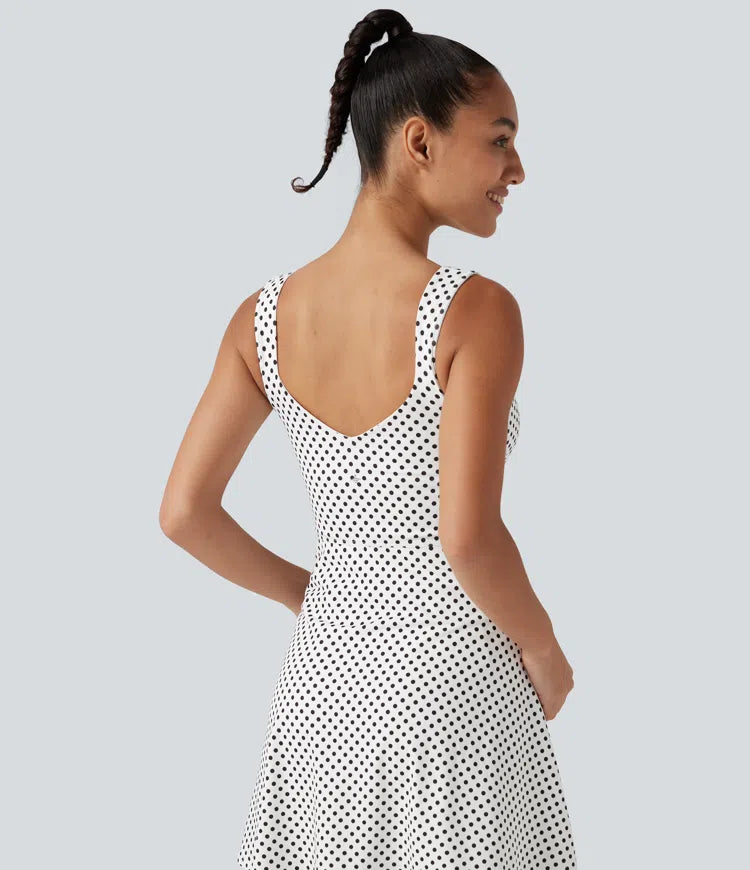 Built-in Bra 2-in-1 Polka Dot Mini Tennis Active Dress with Pockets-Easy Peezy Edition