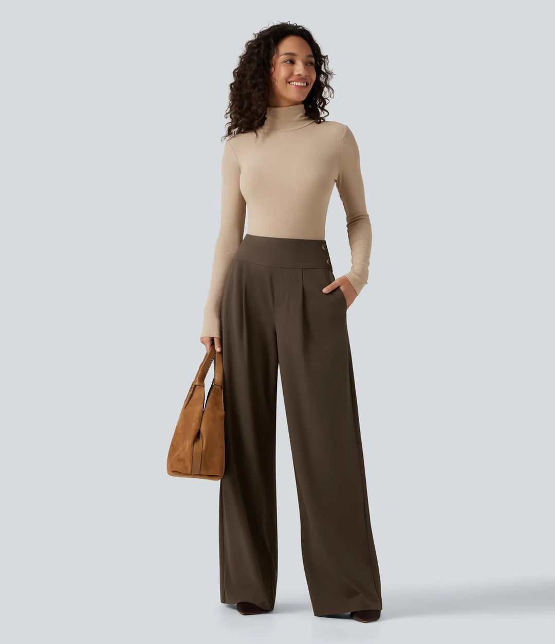 Halara Flex High Waisted Wide Leg Work Trousers with Pockets