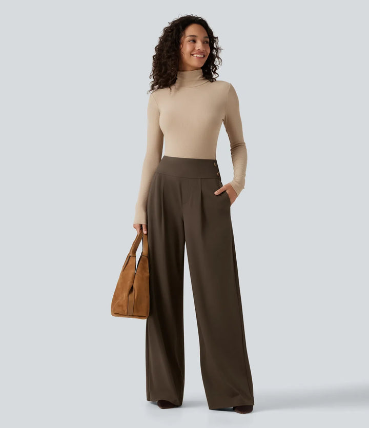 Halara Flex High Waisted Wide Leg Work Trousers with Pockets