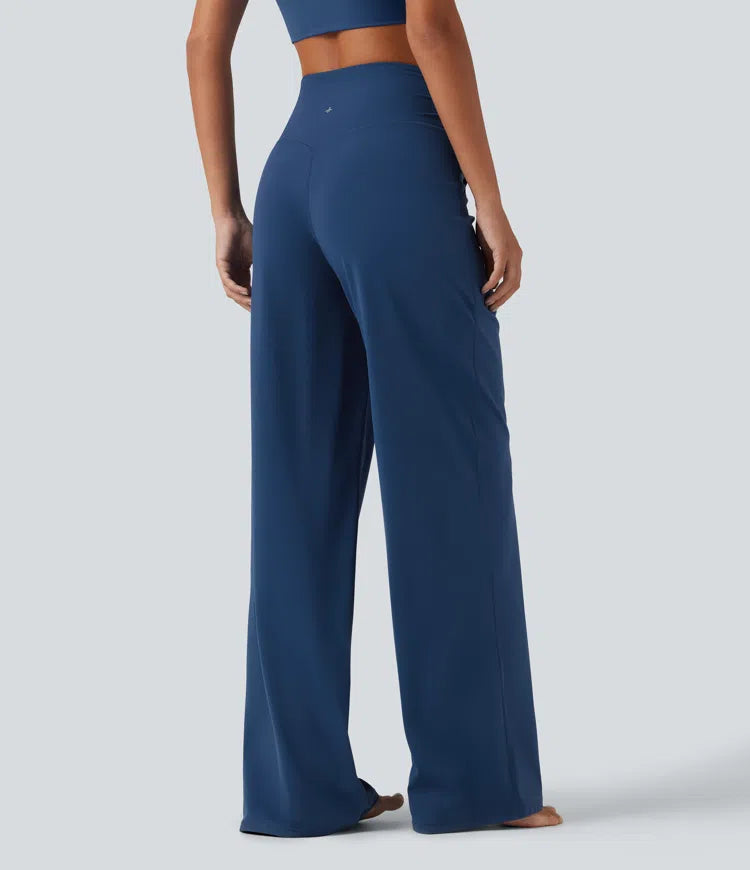 Halara UltraSculpt High Waisted Crossover Straight Leg Yoga Trousers with Pockets