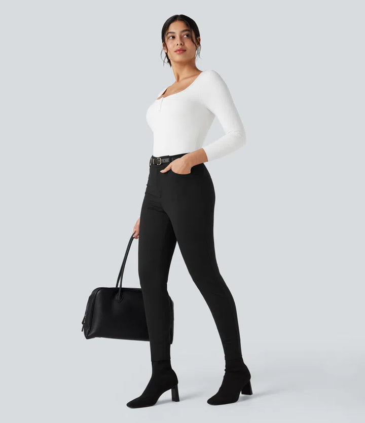 Halara Flex High-waisted Skinny Herringbone Work Trousers with Pockets