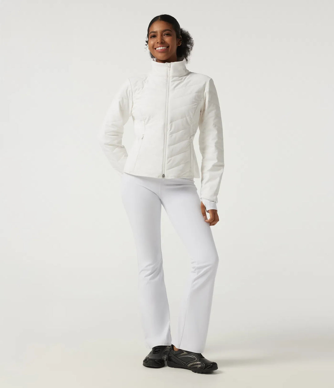 PuffFlex High Neck Long Sleeve Quilted Casual Padded Jacket with Pockets and Thumbholes