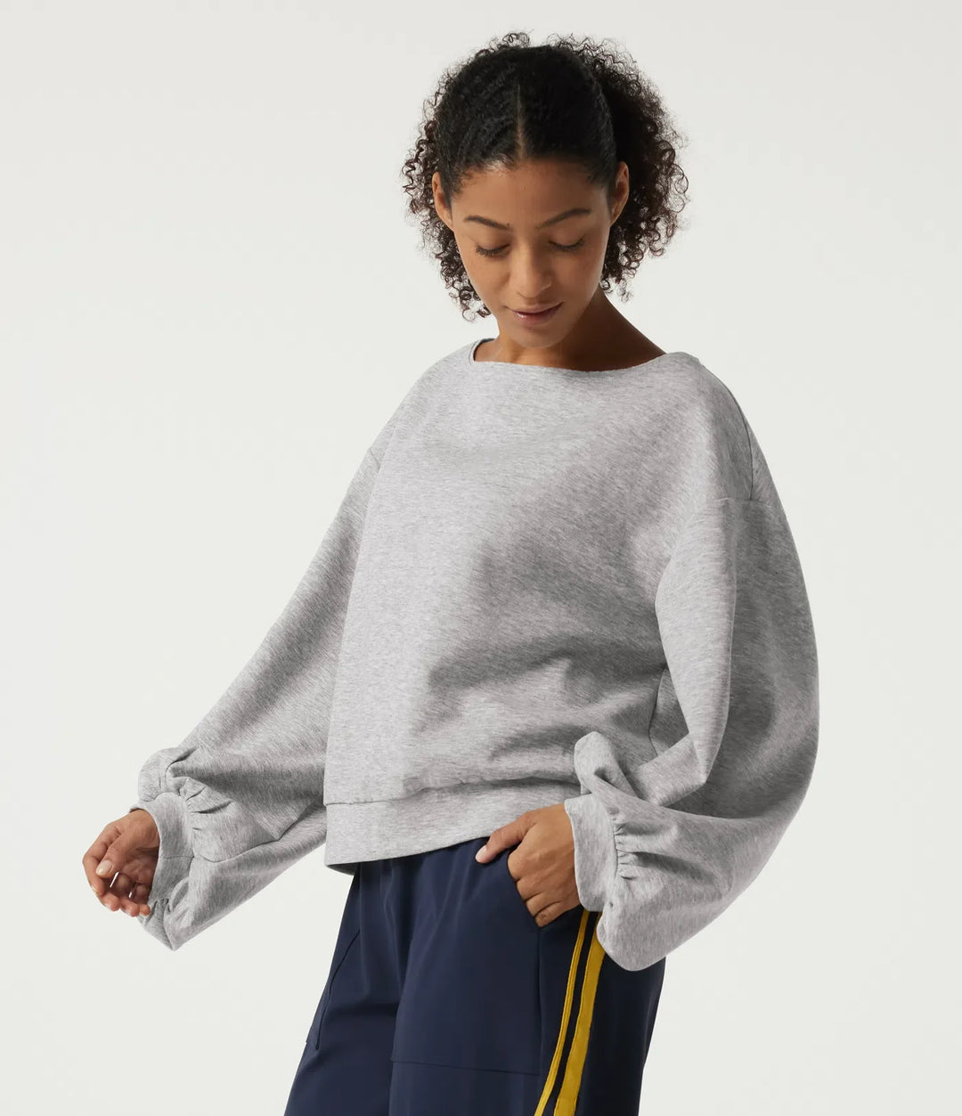 Boat Neck Long Sleeve Pullover Casual Sweatshirt