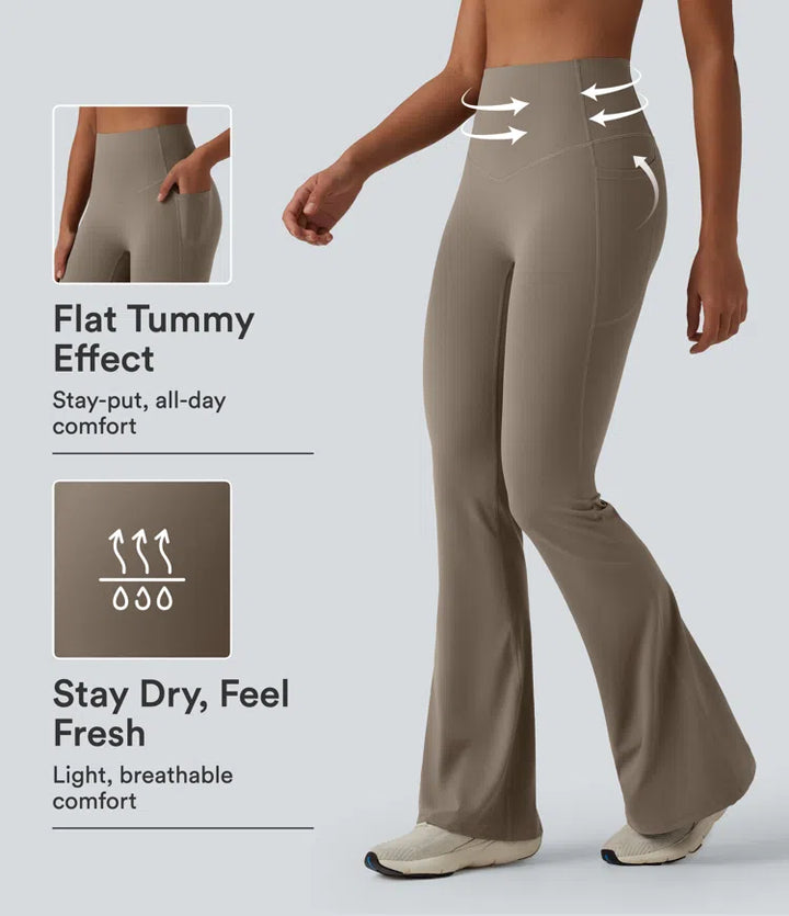 Halara UltraSculpt High Waisted Tummy Control Flare Yoga Leggings with Pockets