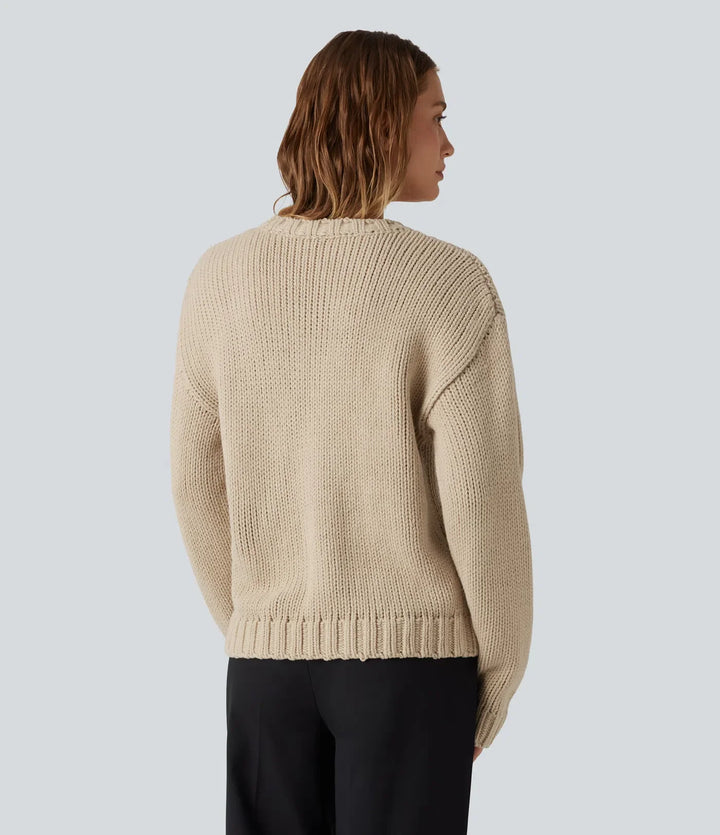 Round Neck Long Sleeve Casual Cardigan
