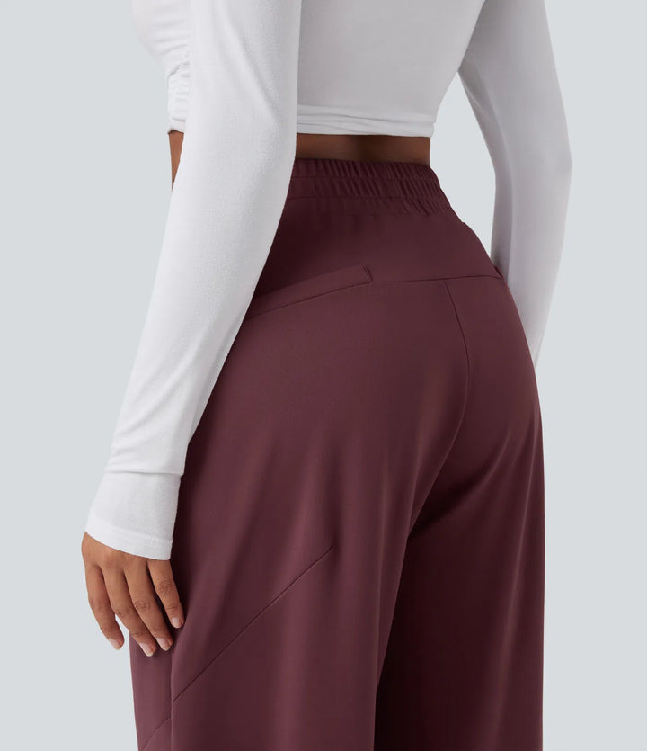 DayStretch Mid Rise Casual Barrel Leg 7/8 Trousers with Pockets
