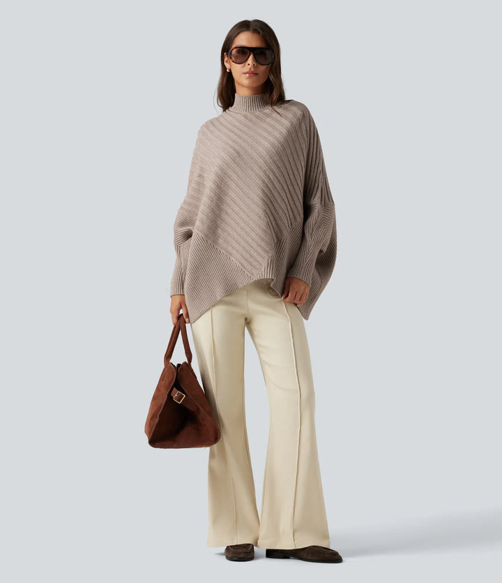 High Neck Batwing Long Sleeve Oversized Casual Jumper