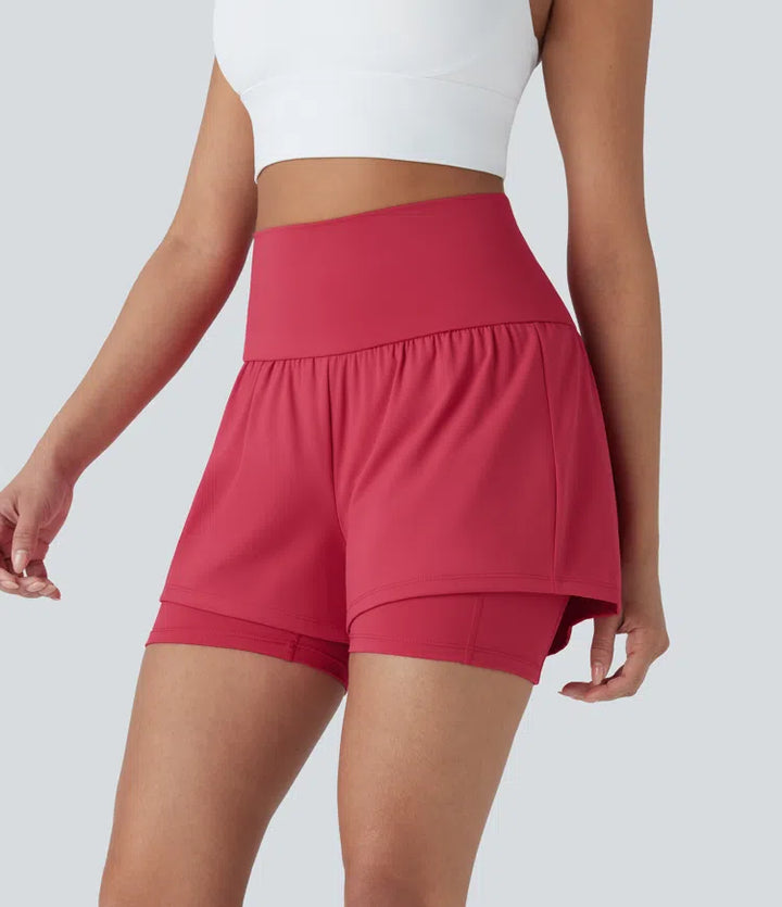 SoftlyZero Airy Super High Waisted 2-in-1 InstantCool Yoga Shorts 5&