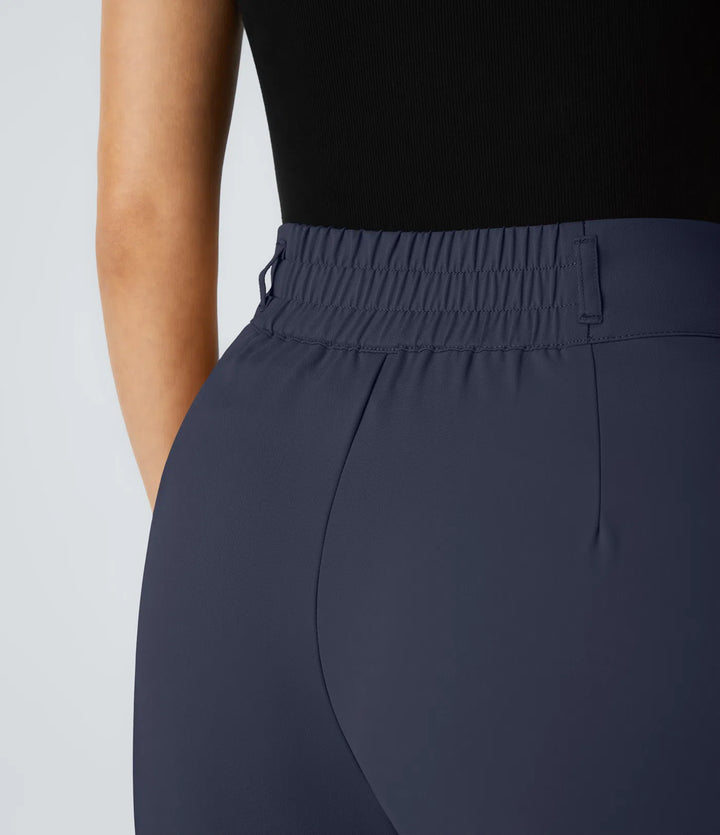 Halara Flex High Waisted Zipper Pocket Shirred Straight Leg Work Trousers
