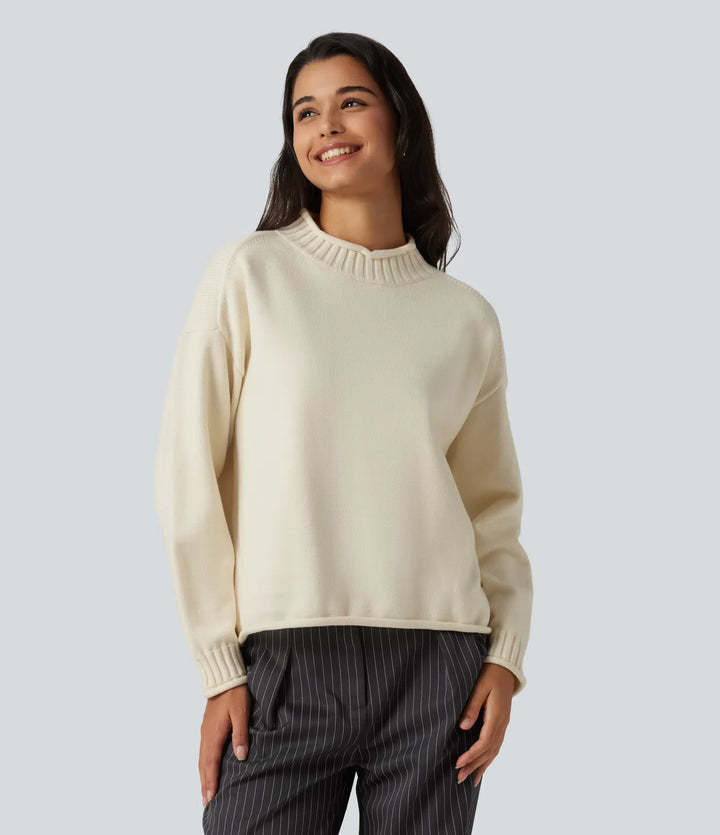 Mock Neck Long Sleeve Work Jumper