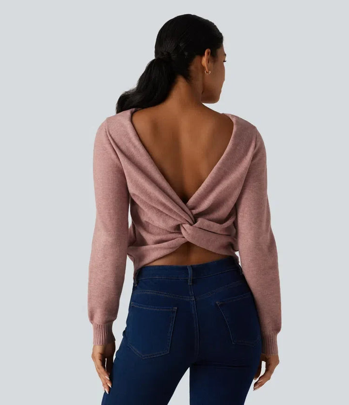 Round Neck Long Sleeve Twisted Casual Jumper