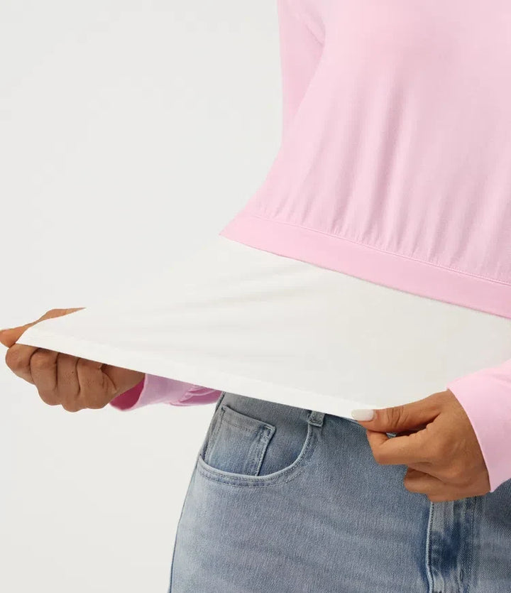 Halter One Shoulder Long Sleeve 2-in-1 Asymmetric Color Block Casual Sweatshirt