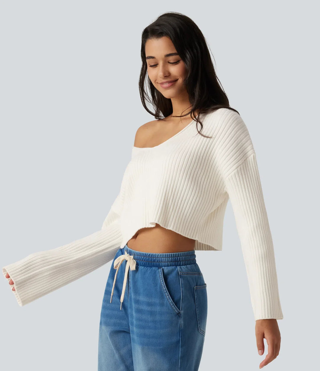 V-Neck Long Sleeve Casual Jumper