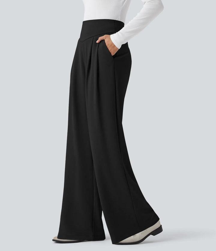 Halara Flex High Waisted Tummy Control Crepe Work Straight Leg Trousers with Pockets