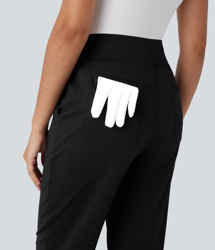 Mid High Waisted Pockets Quick Dry Golf Trousers-Golf Tee-UPF40+
