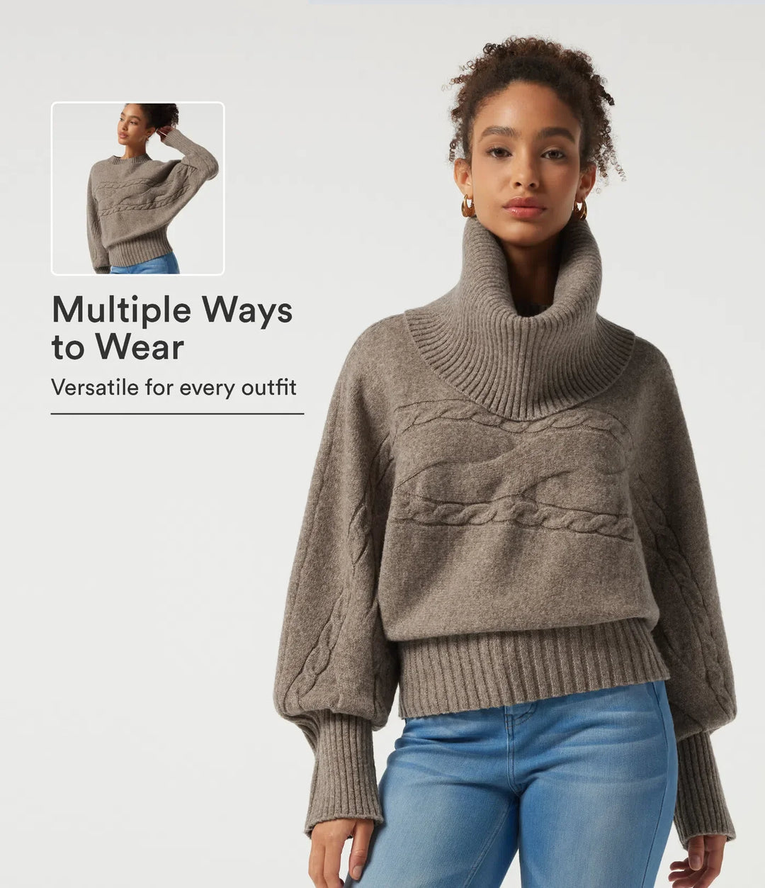 High Neck Long Sleeve Casual Jumper