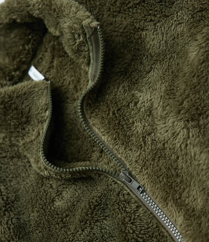 Stand Collar Long Sleeve Casual Sherpa Jacket with Pockets