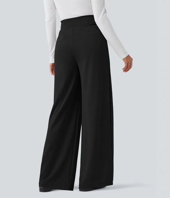 Halara Flex High Waisted Tummy Control Crepe Work Straight Leg Trousers with Pockets