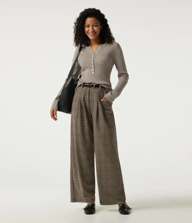Henley Neck Cable Stitch Long Sleeve Work Jumper