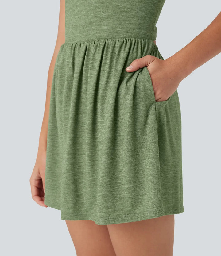 Padded 2-in-1 Romper with Pockets-Easy Peezy Edition