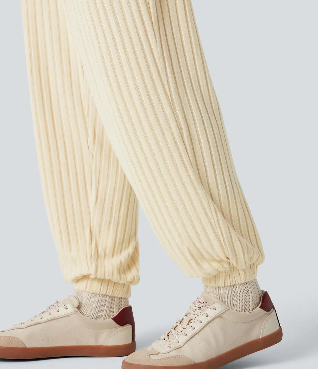 Ribbed Knit Adjustable Straps Drawstring Casual Overalls with Pockets
