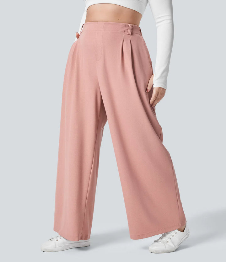 Halara Flex High Waisted Pocket Wide Leg Waffle Work Plus Size Trousers
