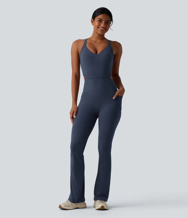 Halara UltraSculpt Tummy Control Bootcut Training Jumpsuit with Pockets-Easy Peezy Edition