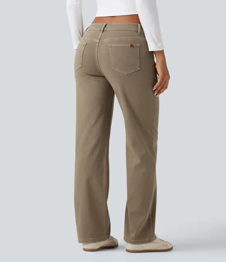 Halara Flex Low Rise Asymmetric Straight Leg colourful Casual Jeans with Pockets